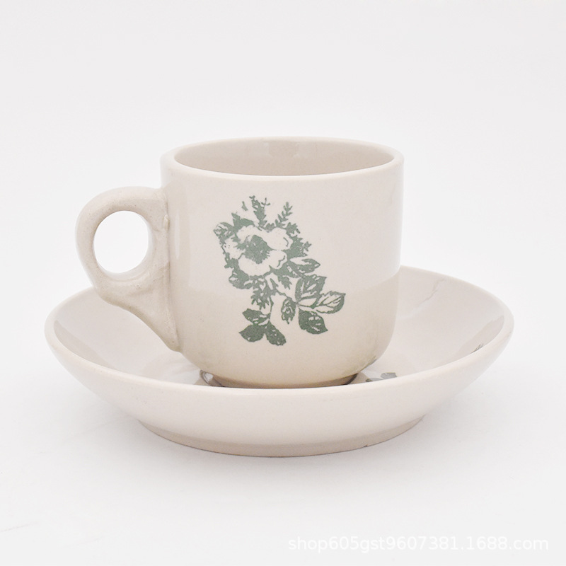 Tazas y platos de cerámica Stoneware Retro Coffee Cup Set Ceramic Rugged Creative Cup Plate Set de esmalte de color individual image 11