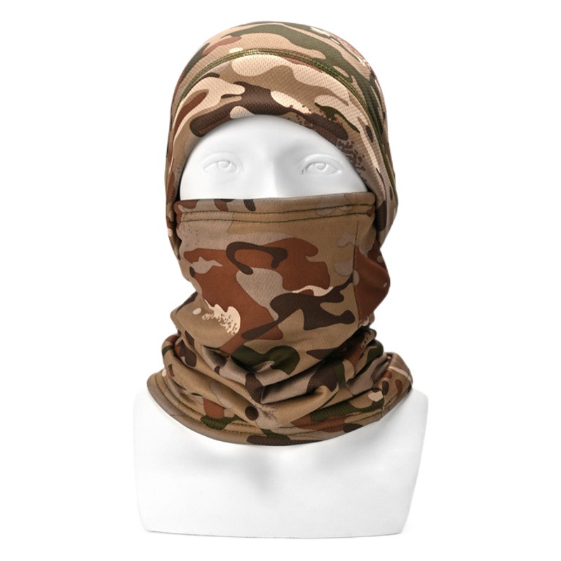 Invierno a prueba de frío cálido máscara de cara completa forrada de lana a prueba de viento capucha de la motocicleta de los hombres de camuflaje capucha polar Toalla de cara