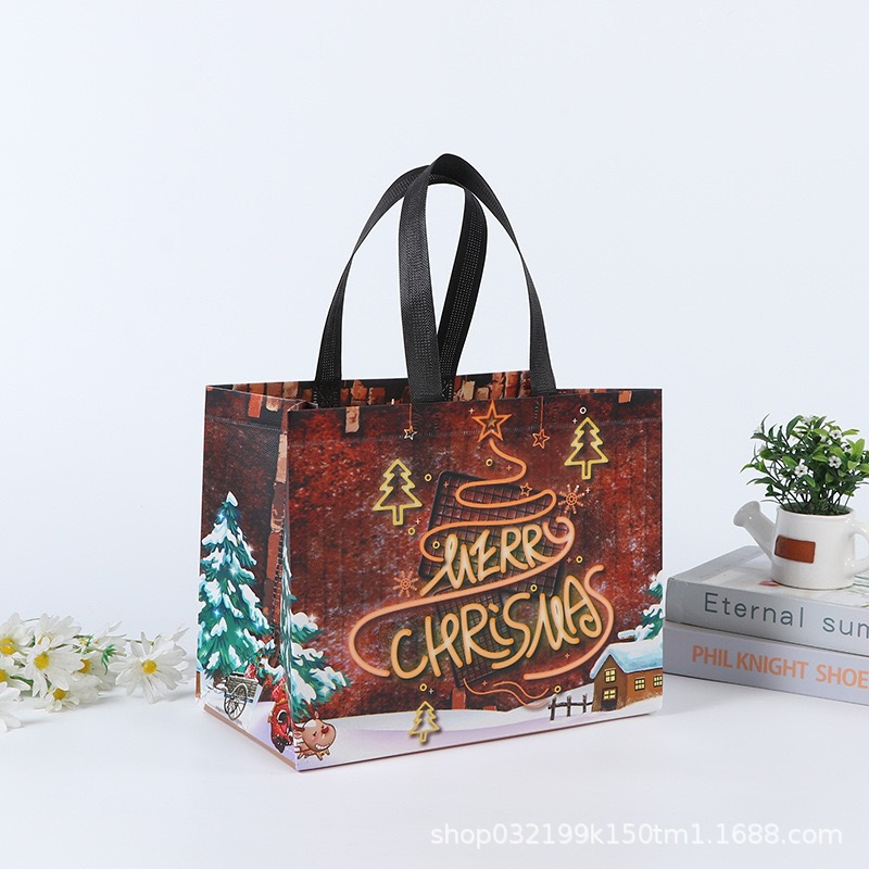 Bolso no tejido de Navidad bolso de mano logotipo personalizado gran película de dibujos animados transfronterizos alta sensación bolsa de embalaje de regalo