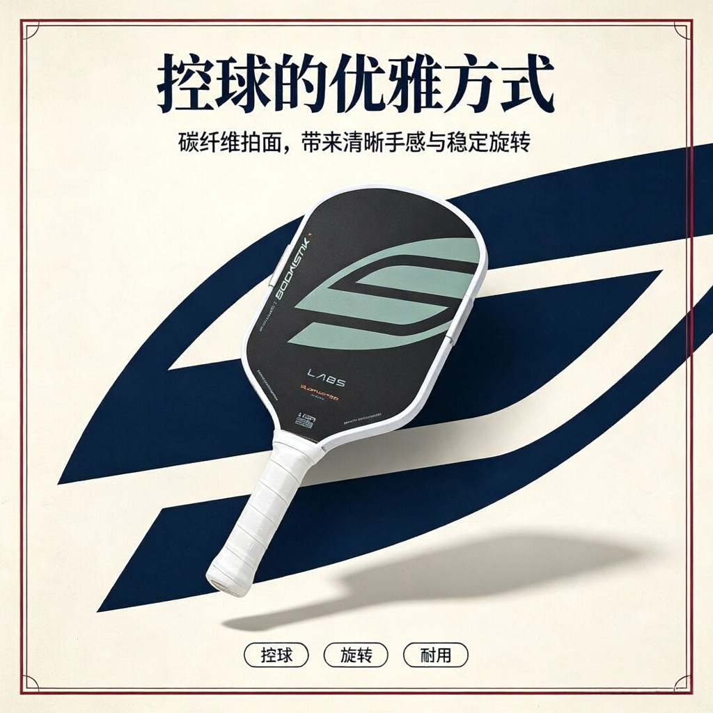 Boomsilk Foam Core Pickleball Racket, Heat-pressed one-piece wear-resistant carbon fiber surface for practice and competition