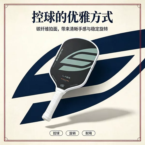 Boomsilk Foam Core Pickleball Racket, Heat-pressed one-piece wear-resistant carbon fiber surface for practice and competition