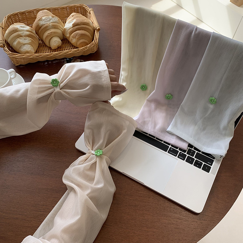 Mangas de hielo, mangas de protección solar, nuevos productos de verano, hebilla de disco de arte retro, mangas de hielo de hilo delicado, protectores de brazos de conducción sueltos y transpirables