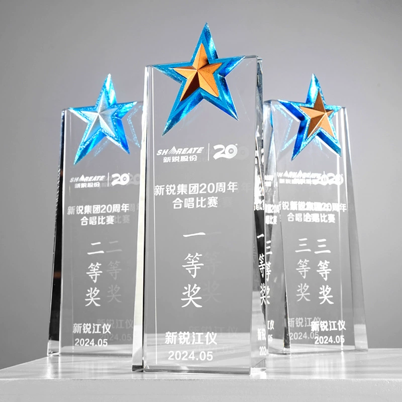 Crystal Trophy медаль изготовление скошенной версии креативная пятиконечная звезда Diamond Crown компания церемония награждения выдающихся сотрудников