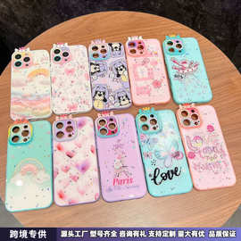 闪粉蝴蝶结适用苹果iPhone16手机壳15promax钻石相框14plus防摔套