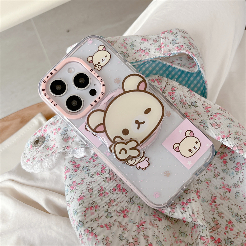 Corazón de niña lindo oso de dibujos animados para iPhone 16Pro funda para teléfono móvil 15ProMax nicho 14/13 femenino 16