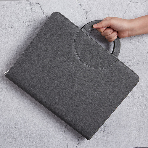A4 Zippered Briefcase Real Estate Sales Professional Lead Generating Folder with Leather Clasp and Spiral Binding, Manager's Customizable Briefcase