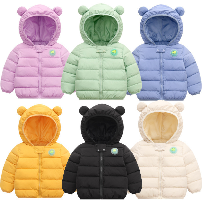 2024 Nuevo invierno Niños intermitente oído de algodón acolchado chaqueta de los niños pequeños niños y niñas bebé infantil engrosada Chaqueta de algodón acolchado