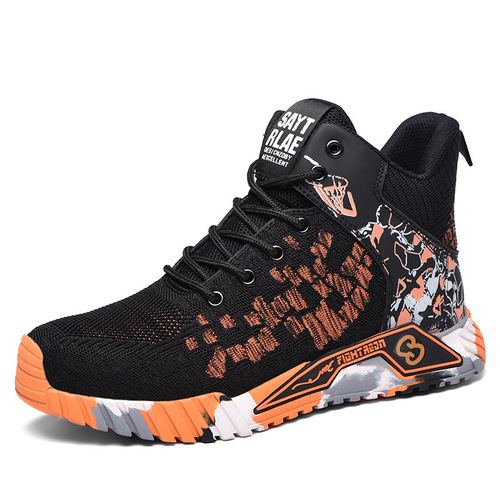 Manufacturer's anti-smash and anti-puncture flying woven breathable safety shoes lightweight cross-border steel toe bullet-proof cloth puncture-proof labor protection shoes