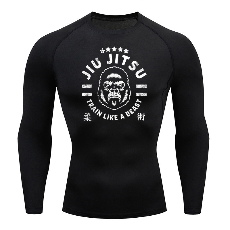 Men's Brazilian Jiu-Jitsu Compression Sports Fitness T-Shirt Running Muscle Quick-Drying Fitness Sports Top Sports Tights Men's Brazilian Jiu-Jitsu Compression Sports Fitness T-Shirt Running Muscle Quick-Drying Fitness Sports Top Sports Tights