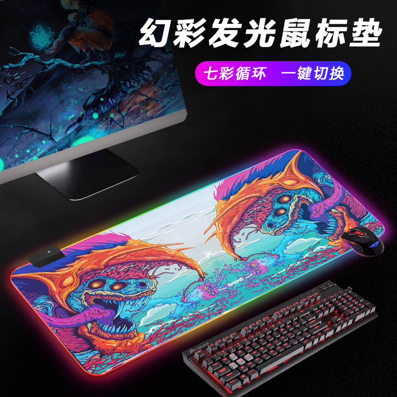 CSGO luminoso RGB mouse pad juego de impresión conjunto dos Simov negro Phantom e-sports Teclado de gran tamaño