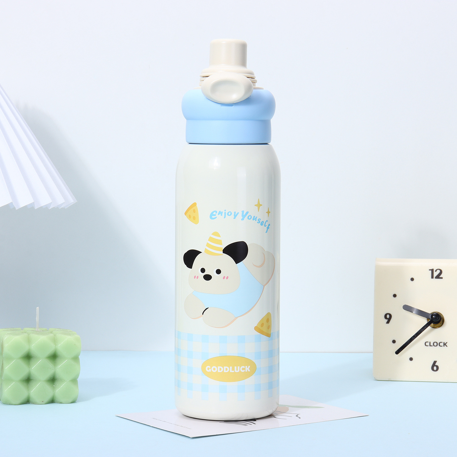 Dibujos animados 316 acero inoxidable doble bebida creativa para niños termo taza de agua de paja de asta regalo de coche portátil al por mayor