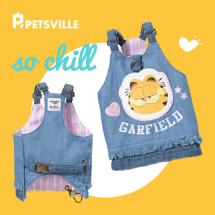 Pie thinking heart Denim vest pet dog clothes 25 years new spring out clothing cat chest back