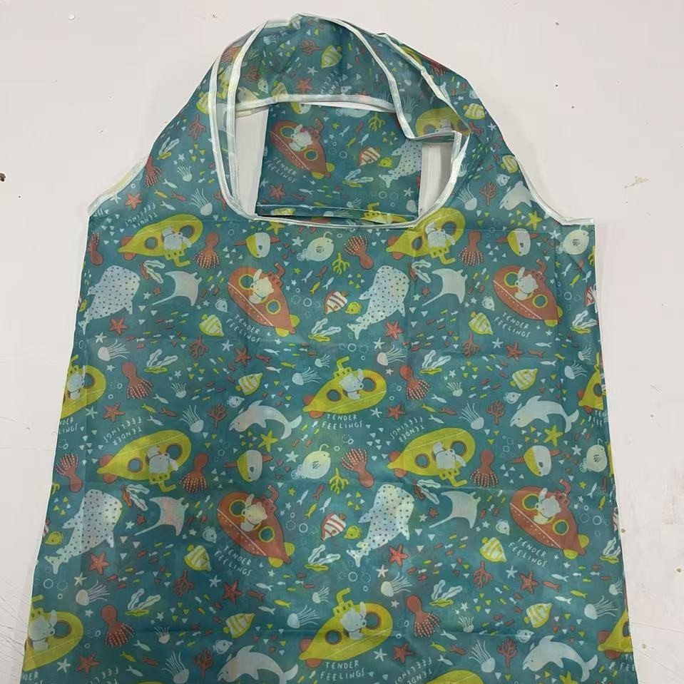 Nueva bolsa de compras plegable de gran capacidad en stock bolsa plegable de Protección Ambiental bolsa de almacenamiento portátil de impresión portátil creativa