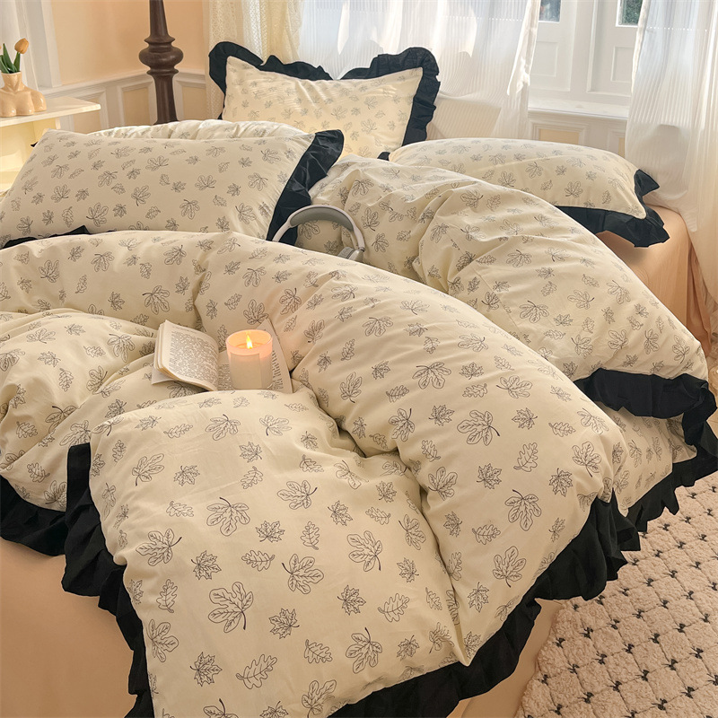 Nordic French Vintage Boho Pure Cotton Four-piece Bedding Suitable For All Seasons, Vintage Lace Duvet Cover, Three-piece Set, All-cotton Bedding,_voghion.com