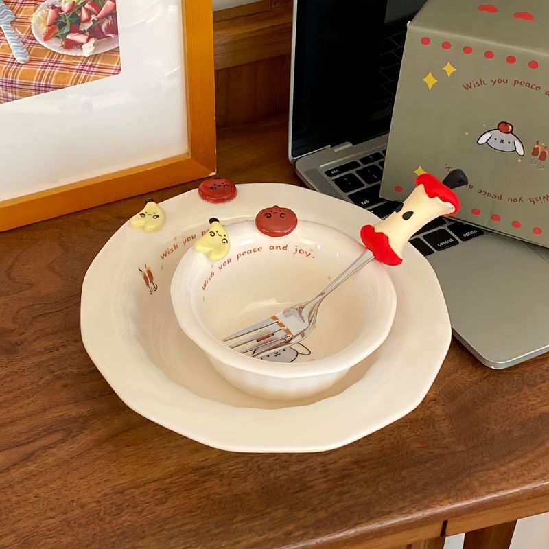 かわいい漫画のセラミックプレートインスタイルの見栄えの良い家庭用プレートと食器セット餃子プレートディッシュプレートデザートプレート|undefined