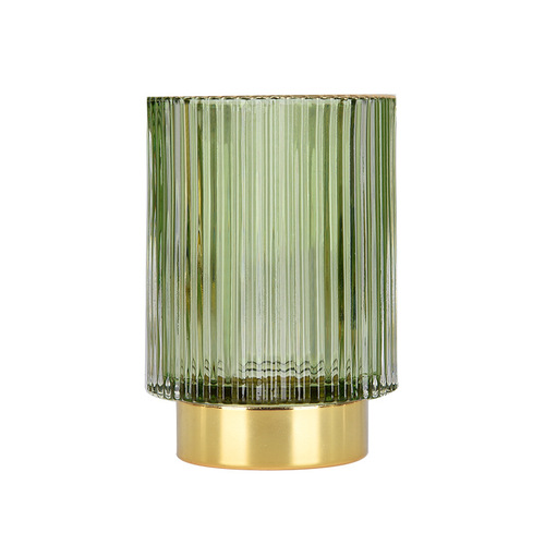 Phnom rim thickened striped glass storage bucket pen holder dark green cup makeup brush bucket desktop vase hydroponic flower device