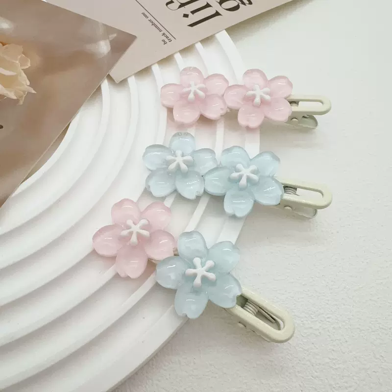 Заколка для волос Jelly Cherry Blossom, смоляная боковая клипса, 6 см, пастельные цвета