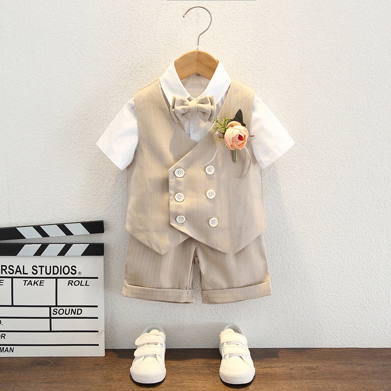 Boys' suit suit summer baby boys' one-year-old dress British flower girl wedding small suit piano performance clothing Boys' suit suit summer baby boys' one-year-old dress British flower girl wedding small suit piano performance clothing