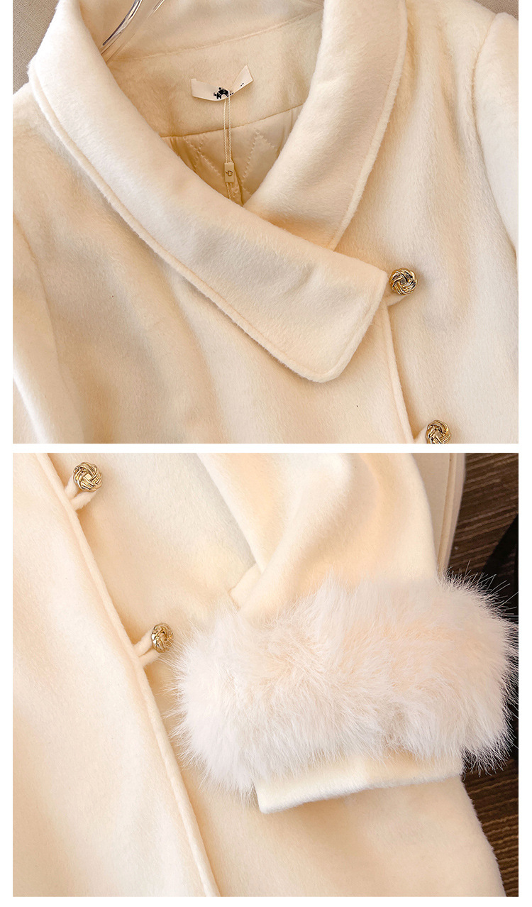 300斤大码女装胖mm冬季夹棉法式气质高级感毛呢外套大衣2024新款 pic 13