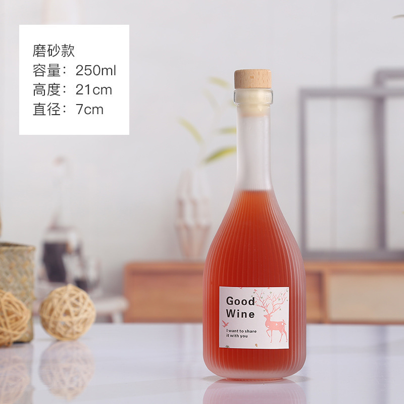 批发竖条纹玻璃果酒瓶一斤装玻璃白酒瓶大肚果汁饮料瓶自酿米酒瓶|undefined
