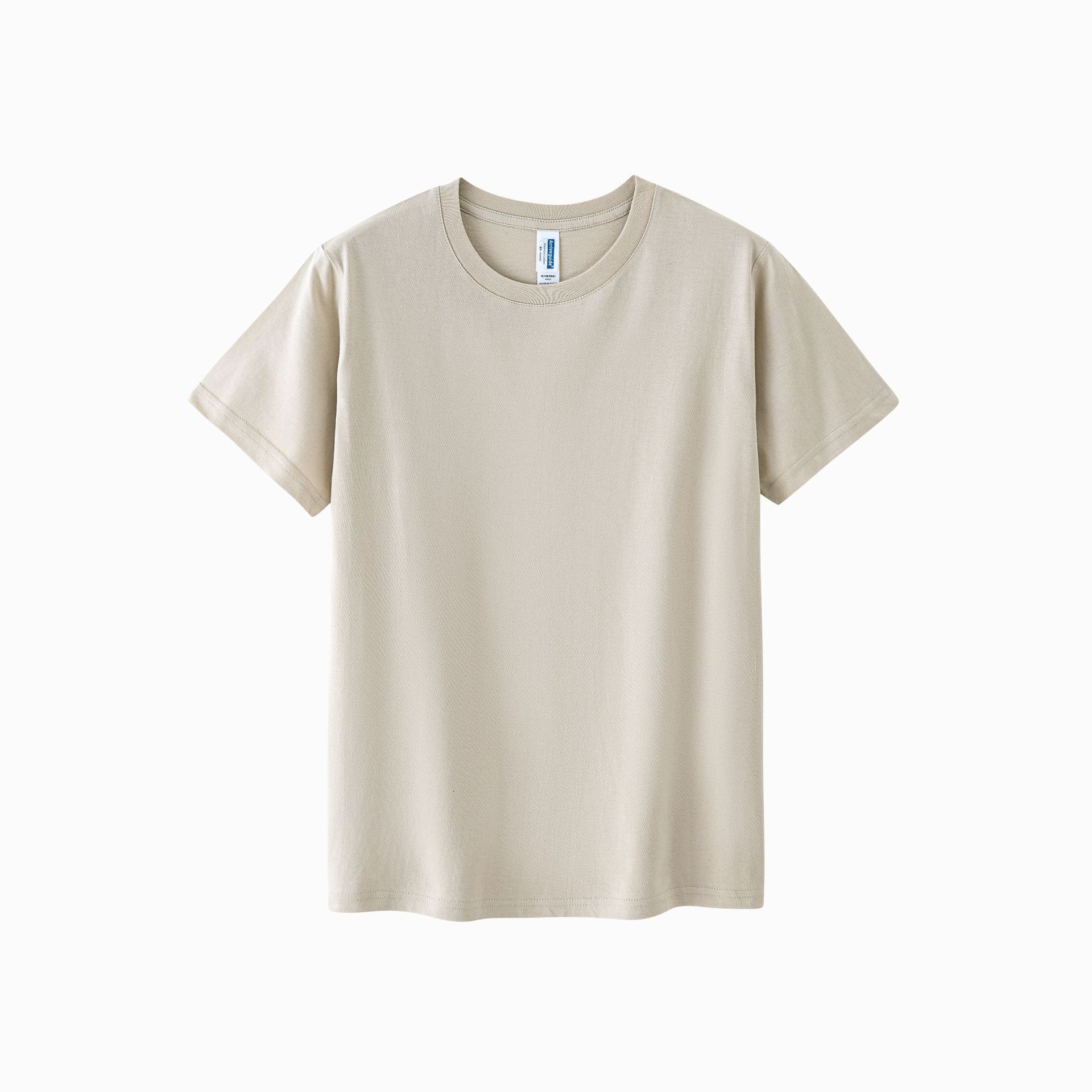 Camiseta de manga corta con cuello redondo de algodón peinado de 150g para hombre, marca de moda, holgada, sencilla, estampada y termoimpresa