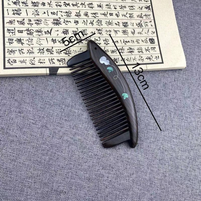 紫光檀螺钿梳非遗工艺手工镶嵌插齿梳天然紫光檀木梳子|undefined