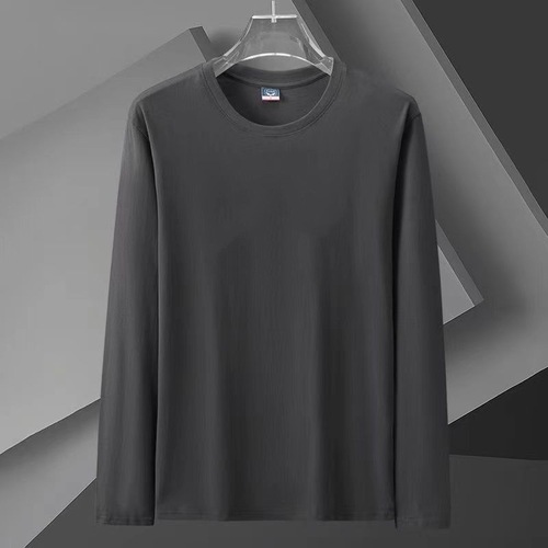 Men's Spring and Autumn Loose Fit Large Size Plain Color Casual Long Sleeve T-Shirt with 6 Colors, Crew Neck Hoodie T-Shirt at Factory Price