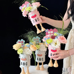 新品 萌趣卡通鲜花花束小丑怪·花桶DIY包装插花桶插花桶批发