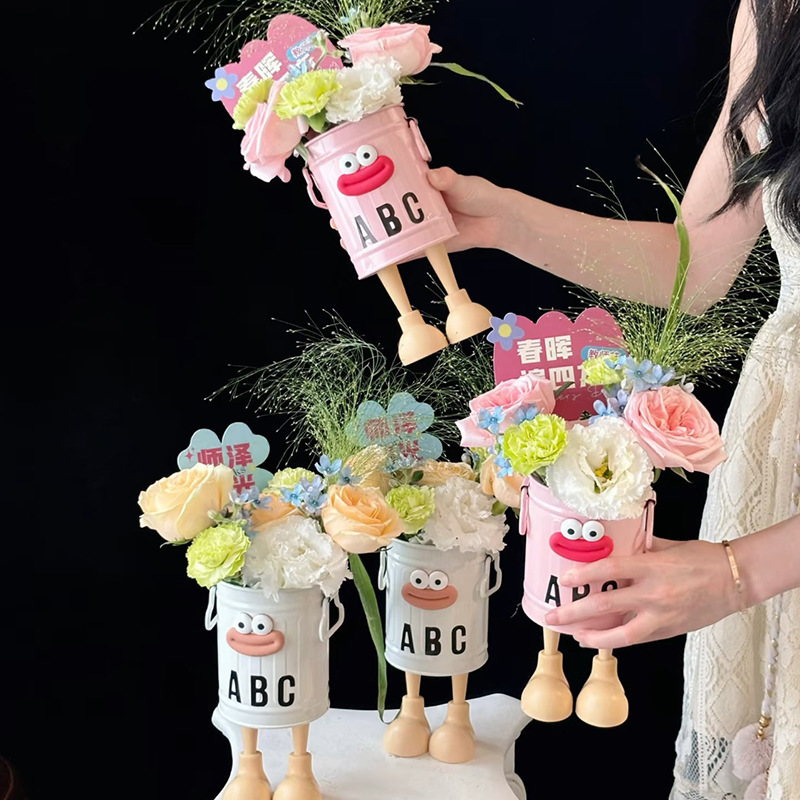 新品 小丑怪·花桶萌趣卡通鲜花花束DIY包装插花桶插花桶批发|undefined