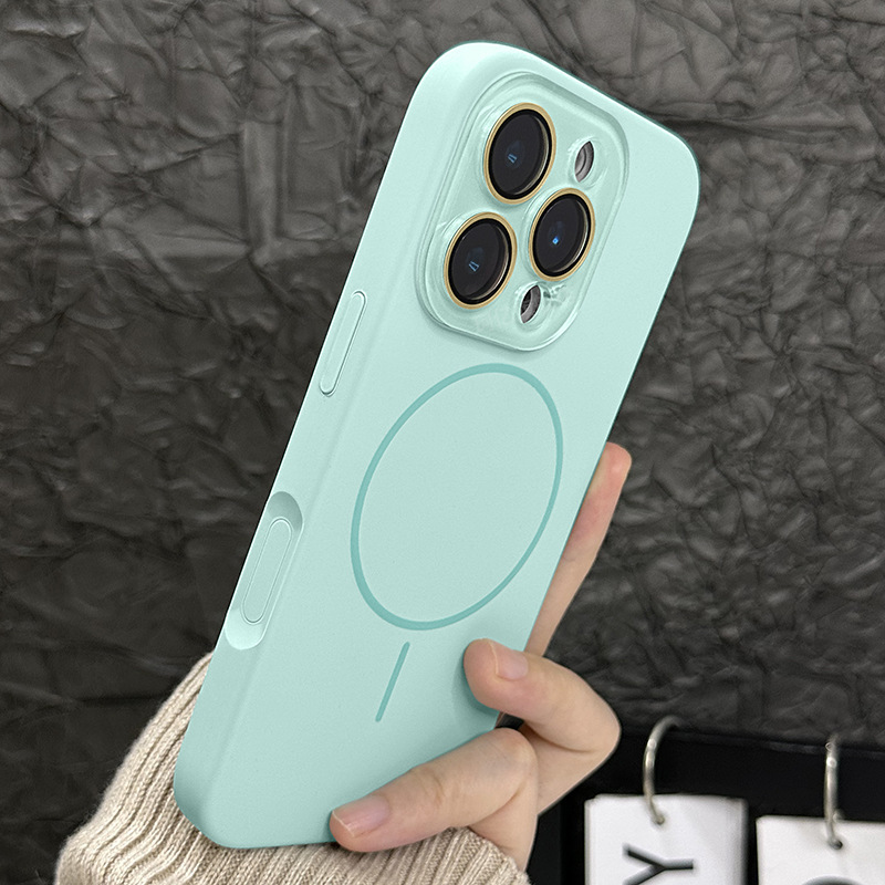 液体シリコン製マグネット式iPhone17用スマホケース、クリスタルレンズフィルム、Apple 15promax用細穴精密フィット|undefined