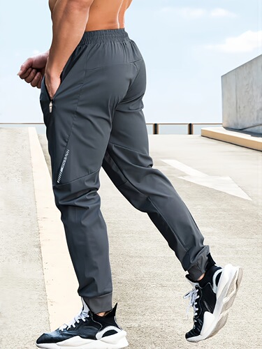 Travel men's Athletic Pants Black Polyester with Travel Sweatpants