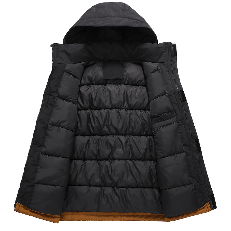 Men's Clothing cotton jacket fashion brand color matching hooded jacket workwear jacket outdoor jacket Silk cotton cotton jacket_voghion.com