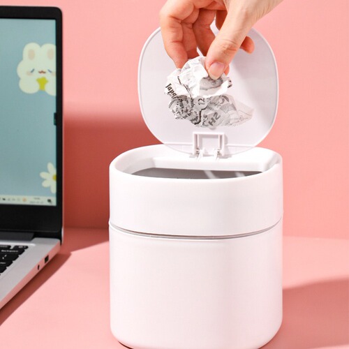 Rice wood desktop trash can push-type living room debris bucket car home desk storage tube garbage basket wholesale