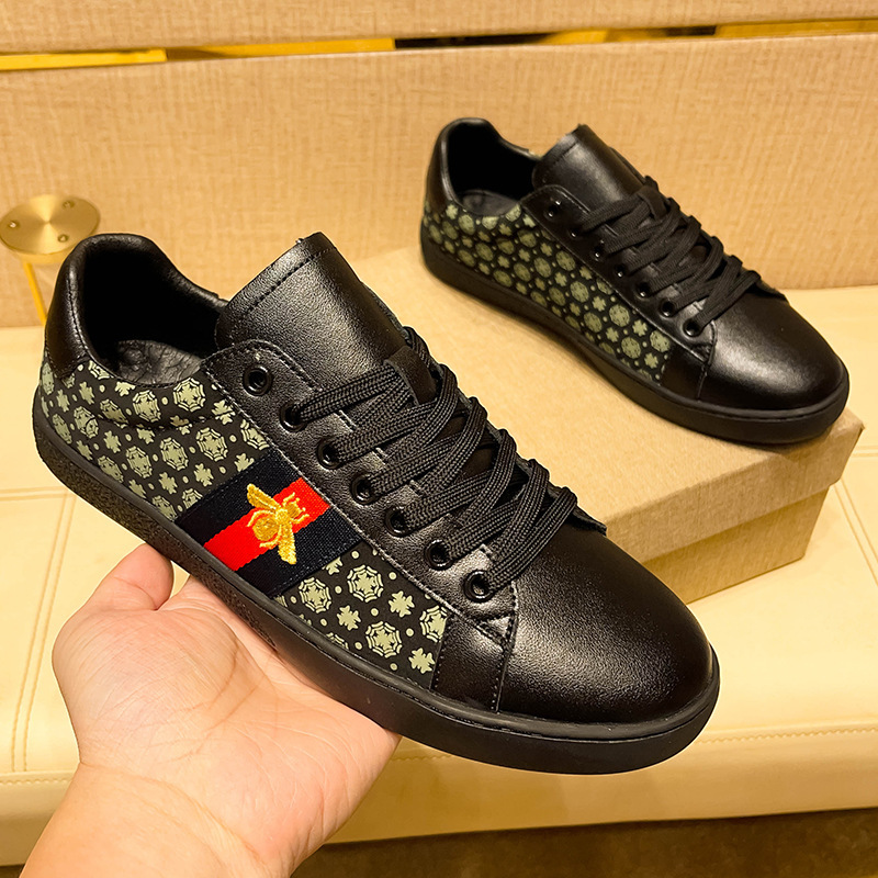 Foreign Trade Fuguchi Little Bee White Sneakers, Spring and Autumn Men's Sneakers, High Version Genuine Leather Casual Shoes, Fuguchi Men's Shoes