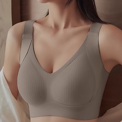 Temu跨境亚洲码提拉内衣女士无钢圈文胸聚拢侧收副乳防下垂文胸罩