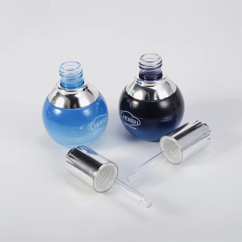 En stock ousiman 30ml pequeña botella de lámpara blanca presionando gotero botella esencia botella de líquido loción de agua sub-embalaje cuidado de la piel botella de aceite esencial