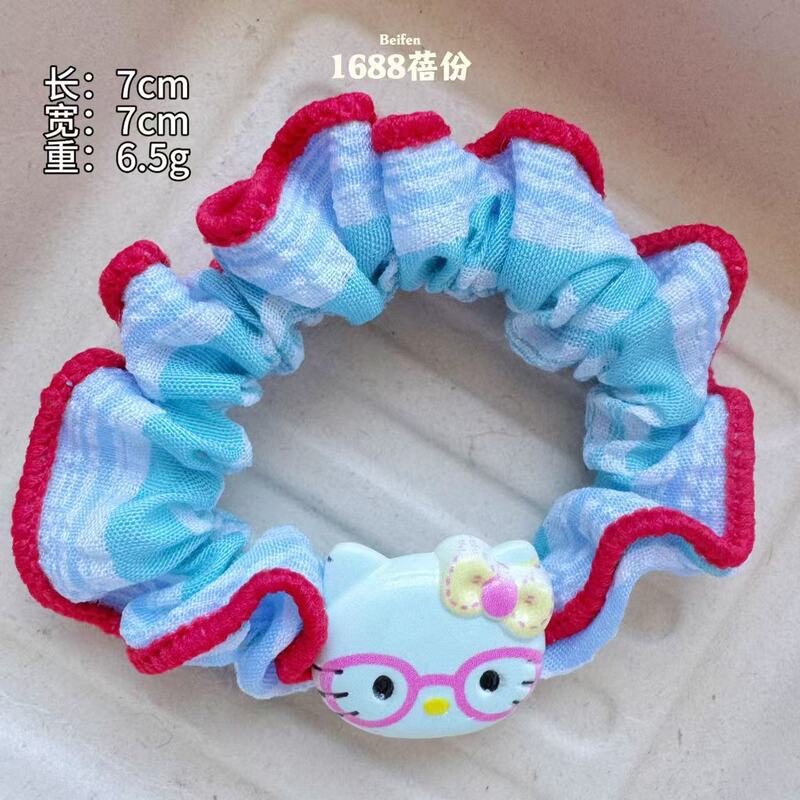 可爱眼镜猫咪格子小肠发圈女高弹力橡皮筋低马尾扎发头绳百搭发饰|undefined