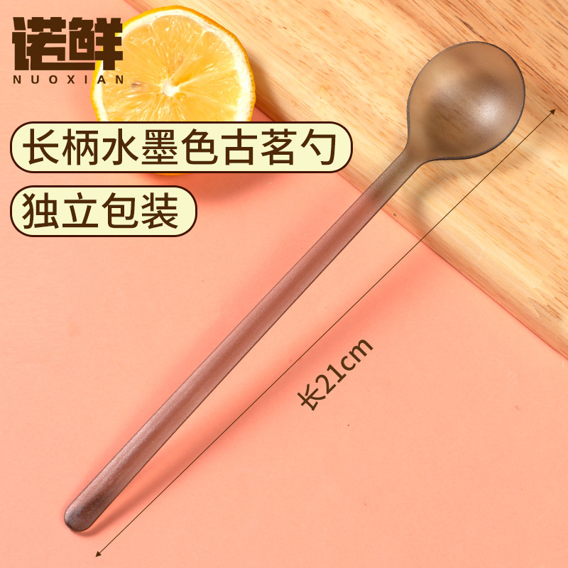 21cm 길이 손잡이 잉크 색 고대 차 스푼 6G 독립