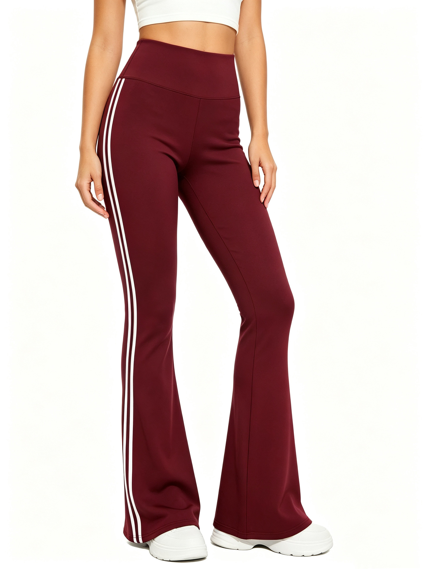 Deportes al aire libre cintura alta lado blanco micropantalones elásticas pantalones de acondicionamiento delgado pantalones de acondicionamiento de mujeres image 5