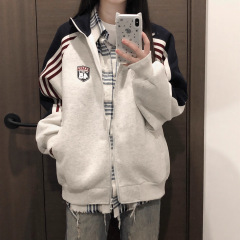 美式立领运动外套女春秋季2025新款卫衣开衫夹克上衣男女港风chic