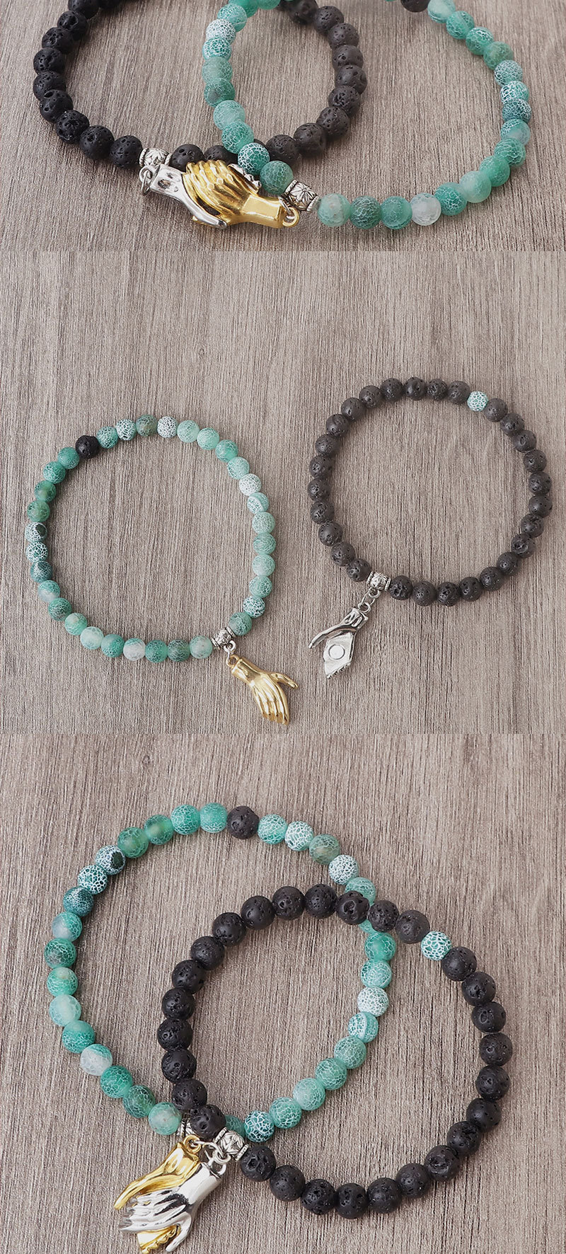 double ring asymmetrical turquoise matte couple bracelet popular circle chain set hand jewelry spot_voghion.com