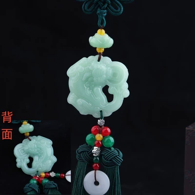 Fu Decoration Supplies, Car hanging - double-sided-money-biting-pixiu-green-tassel