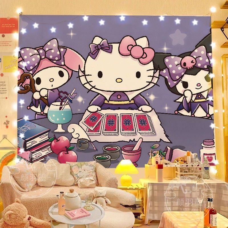 멜로디 배경 천 산리오 교수형 천 인터넷 연예인 기숙사 머리맡 장식 천 스폰지 밥 보글 벽 천