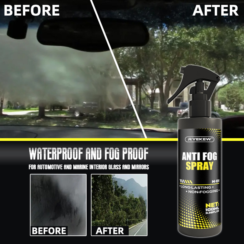 Ryekew Long-Lasting Anti-Fog Spray for Car Glass and Helmet, Windshield Anti-Fog Spray