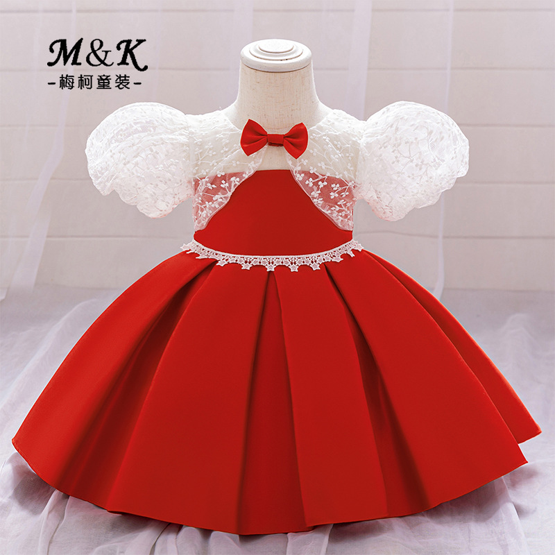 Nuevo vestido de princesa de niña transfronterizo vestido de satén bra vestido de aniversario