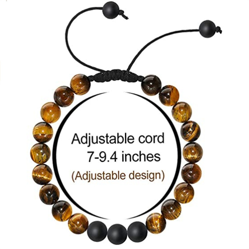 Amazon Venta caliente 8mm Tigre ojo piedra volcánica pulsera energía lava piedra tejida pulsera de pareja ajustable