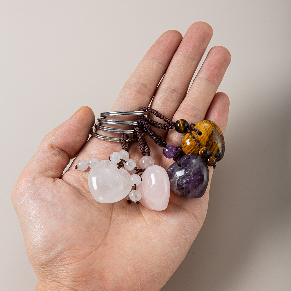 21g Weight Keychain Classification 1 Piece Quantity Holiday, Daily Occasion Crystal, Agate Material Heart Shape Pattern Unisex Gender Simple Style Style Simple Style Heart Shape Crystal Agate Unisex Keychain 6
