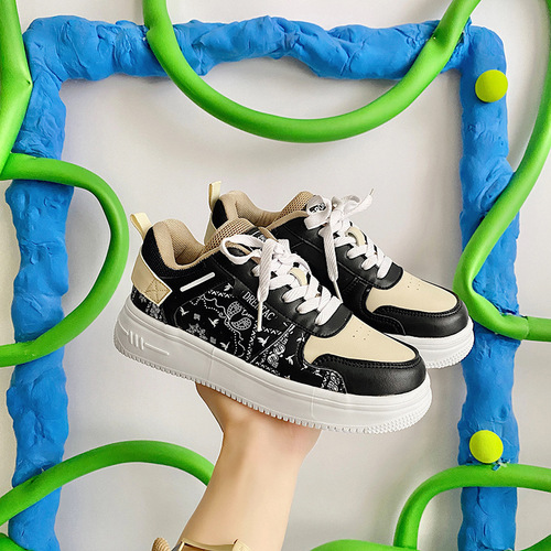  spring ins style cashew flower retro casual sneakers chic street shooting niche college thick-soled sneakers for men