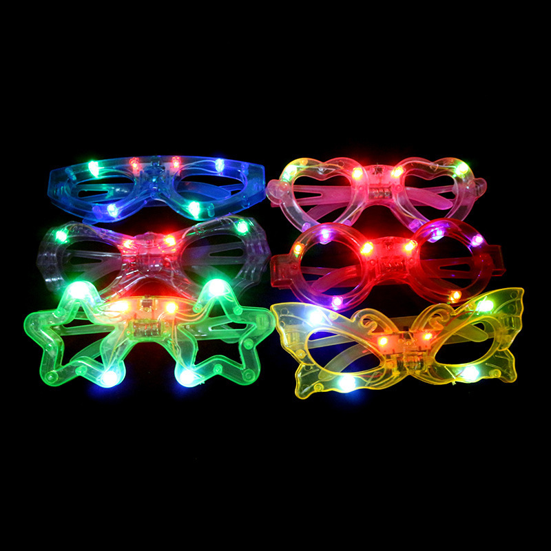 Nuevos productos transfronterizos de navidad LED gafas de luz circular en forma de corazón gafas de flash tiendas de juguetes de luz al por mayor