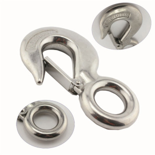Stainless Steel S320 American-Style Cargo Hook, Heavy-Duty Lifting Hook, Large-Eye Anti-Detachment Hook, Heavy-Duty Rigging